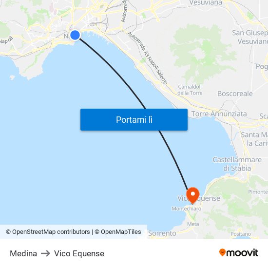 Medina to Vico Equense map