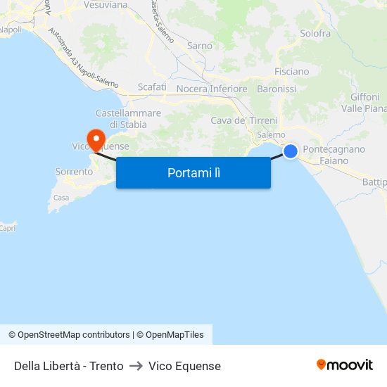 Della Libertà - Trento to Vico Equense map