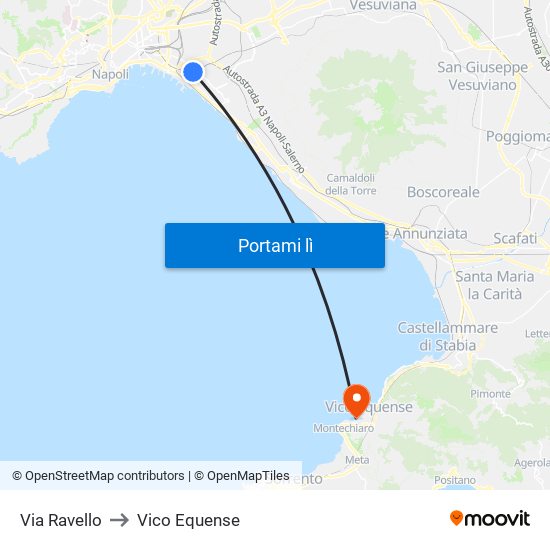 Via Ravello to Vico Equense map