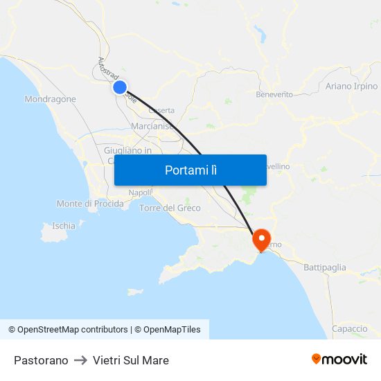 Pastorano to Vietri Sul Mare map