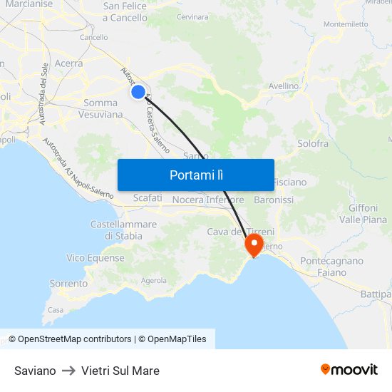 Saviano to Vietri Sul Mare map