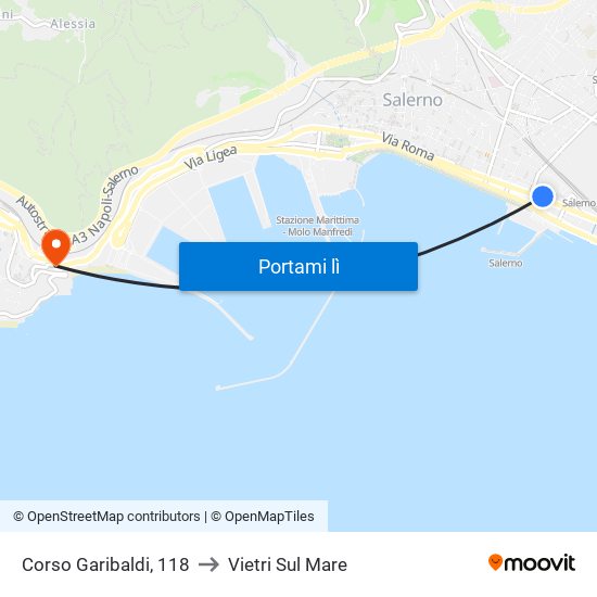 Corso Garibaldi, 118 to Vietri Sul Mare map