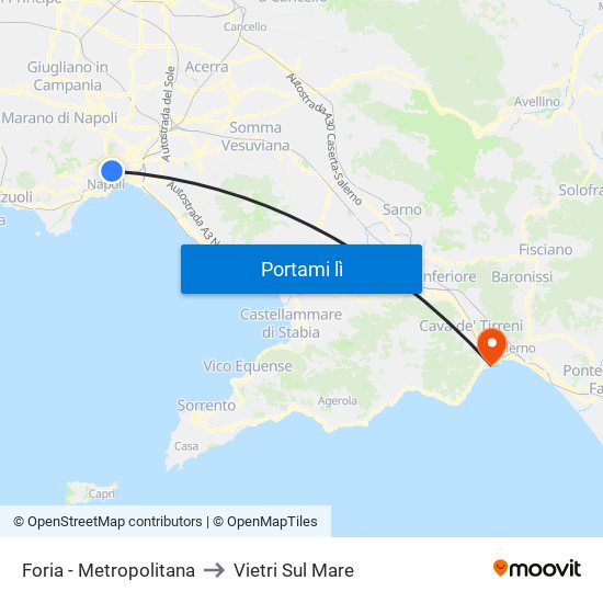 Foria - Metropolitana to Vietri Sul Mare map