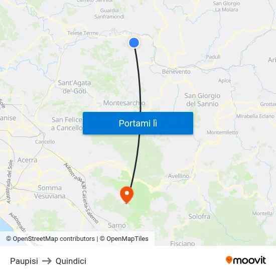 Paupisi to Quindici map