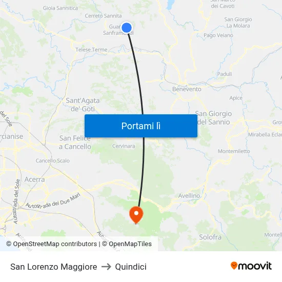 San Lorenzo Maggiore to Quindici map