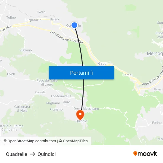 Quadrelle to Quindici map
