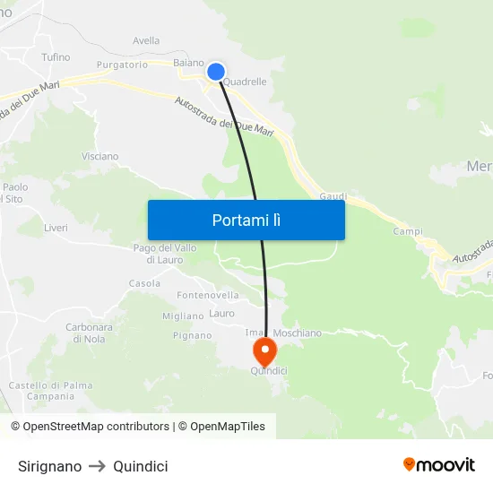 Sirignano to Quindici map