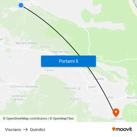 Visciano to Quindici map