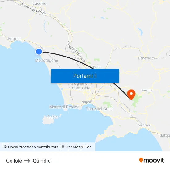 Cellole to Quindici map