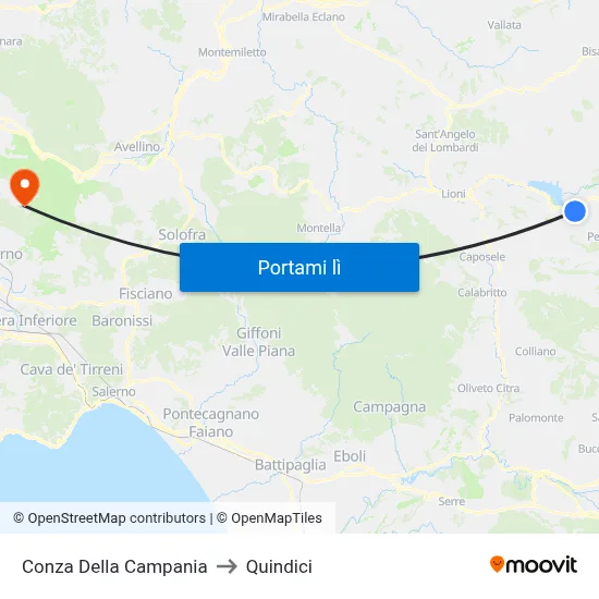 Conza Della Campania to Quindici map