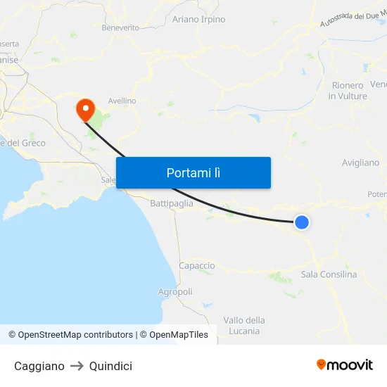 Caggiano to Quindici map
