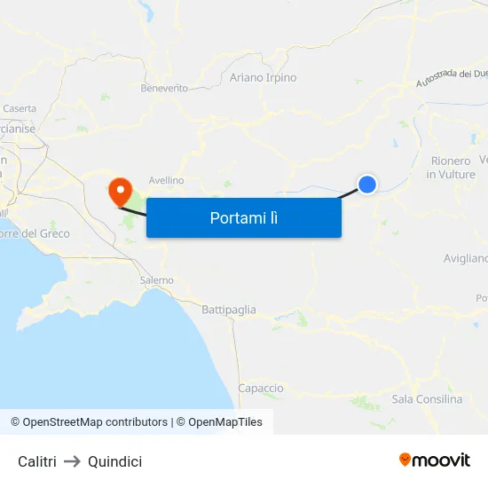 Calitri to Quindici map
