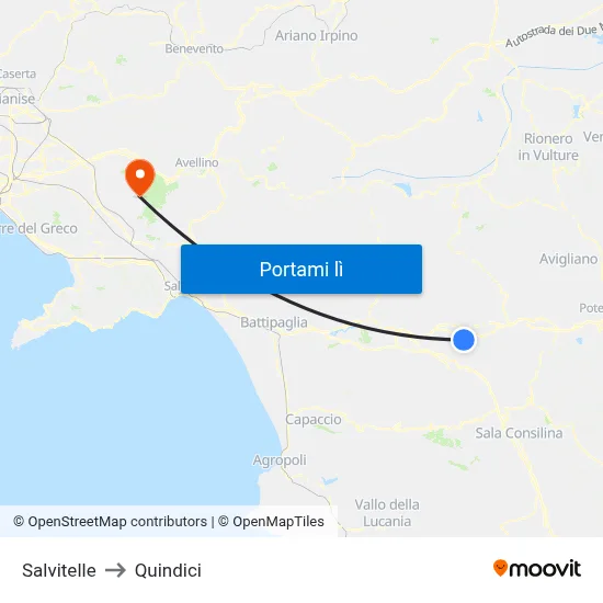 Salvitelle to Quindici map