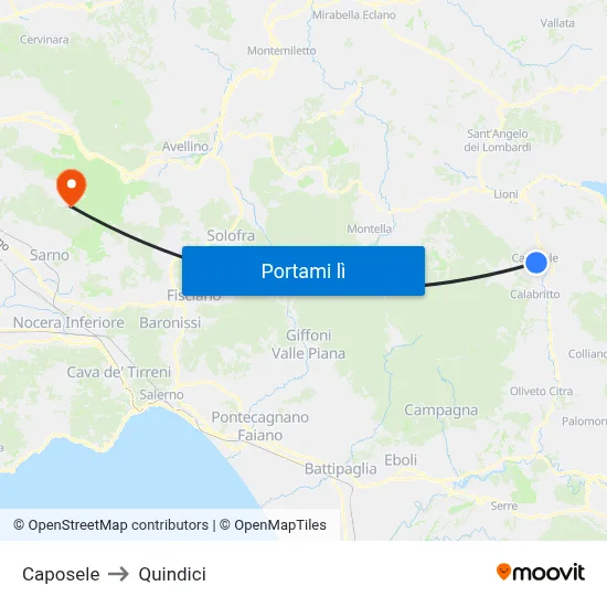 Caposele to Quindici map