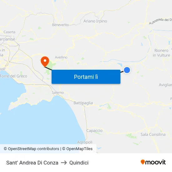 Sant' Andrea Di Conza to Quindici map