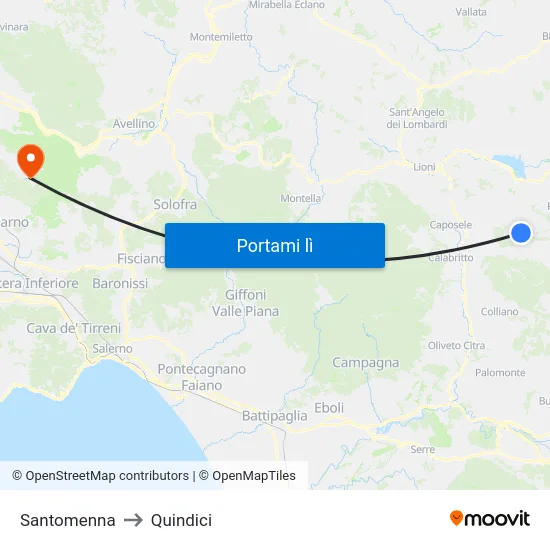Santomenna to Quindici map