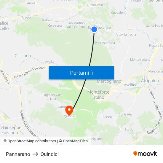 Pannarano to Quindici map