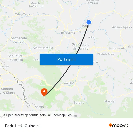 Paduli to Quindici map