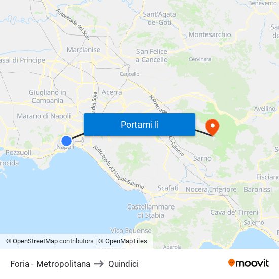 Foria - Metropolitana to Quindici map