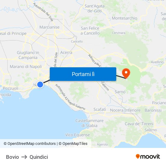 Bovio to Quindici map