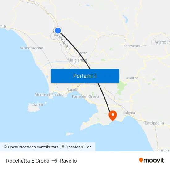 Rocchetta E Croce to Ravello map
