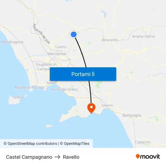 Castel Campagnano to Ravello map