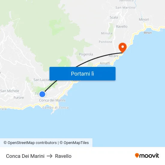 Conca Dei Marini to Ravello map
