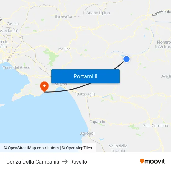 Conza Della Campania to Ravello map