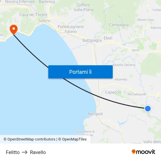 Felitto to Ravello map