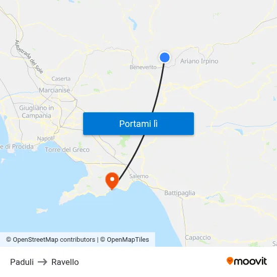 Paduli to Ravello map