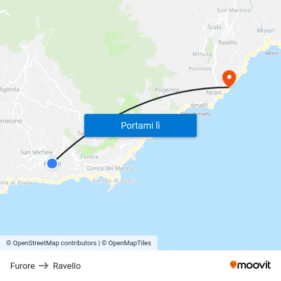 Furore to Ravello map