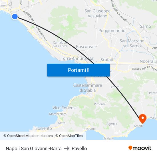 Napoli San Giovanni-Barra to Ravello map