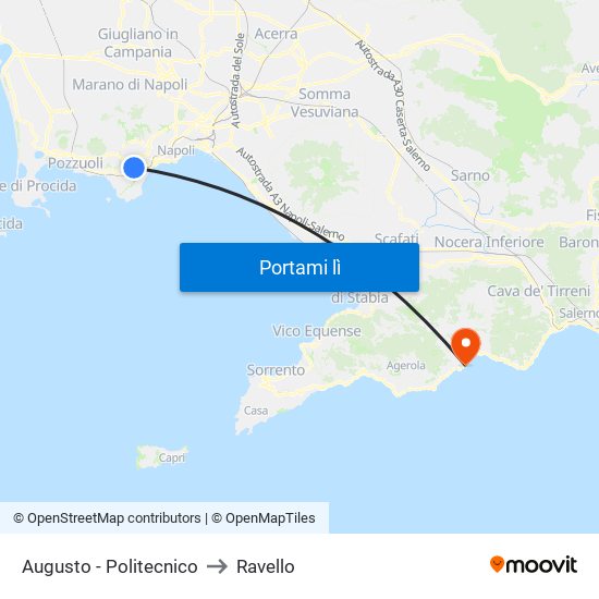 Augusto - Politecnico to Ravello map