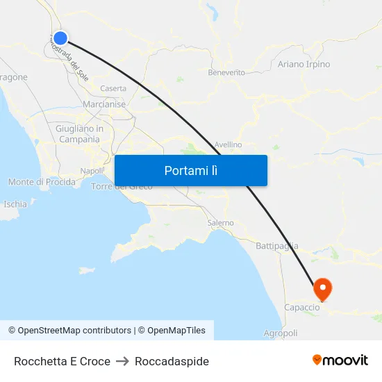 Rocchetta E Croce to Roccadaspide map