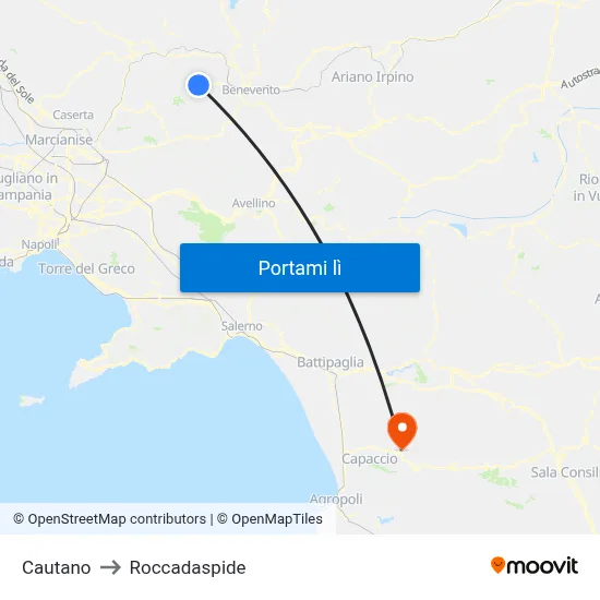 Cautano to Roccadaspide map