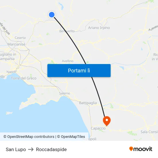 San Lupo to Roccadaspide map