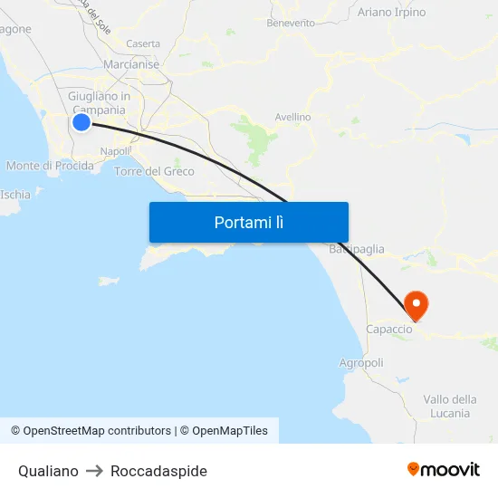 Qualiano to Roccadaspide map