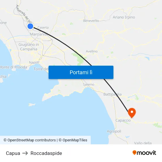 Capua to Roccadaspide map