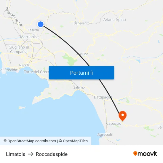 Limatola to Roccadaspide map