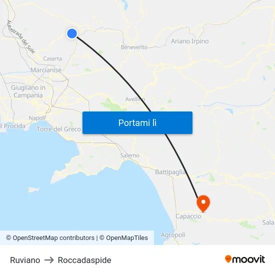 Ruviano to Roccadaspide map