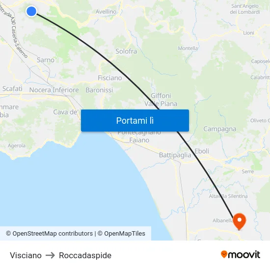 Visciano to Roccadaspide map