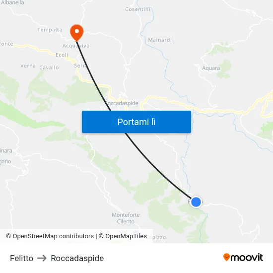 Felitto to Roccadaspide map