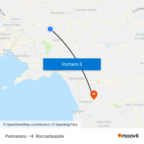 Pannarano to Roccadaspide map