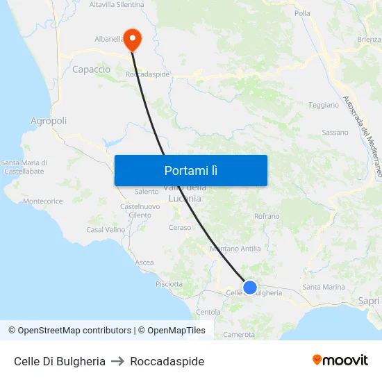Celle Di Bulgheria to Roccadaspide map