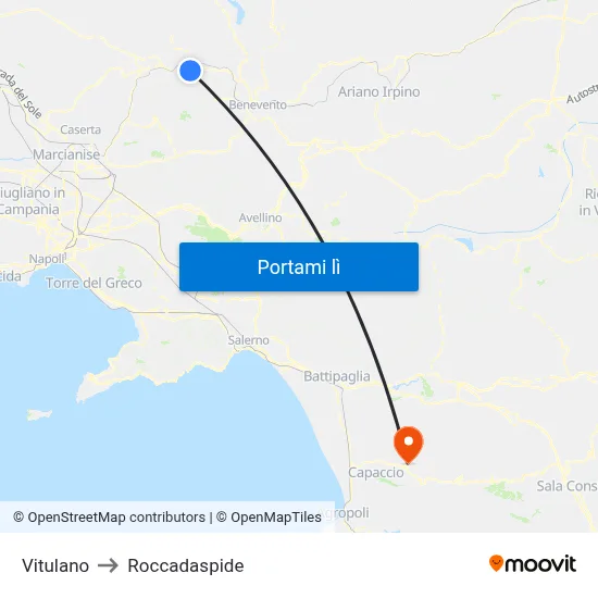 Vitulano to Roccadaspide map