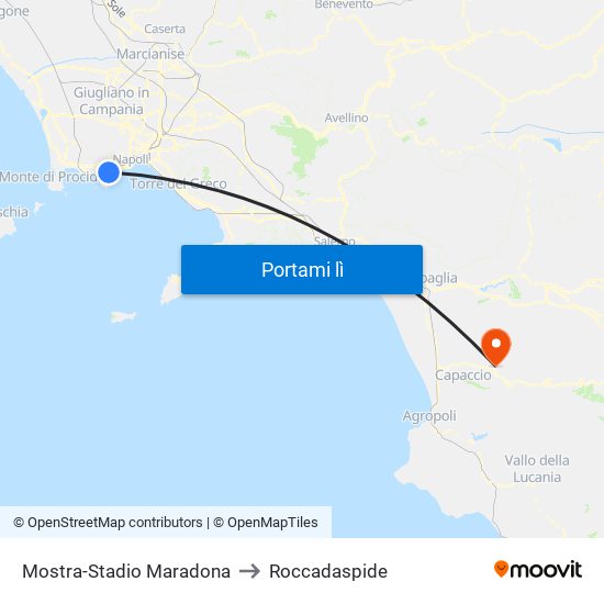 Mostra-Stadio Maradona to Roccadaspide map