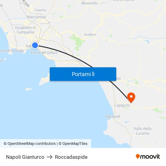 Napoli Gianturco to Roccadaspide map