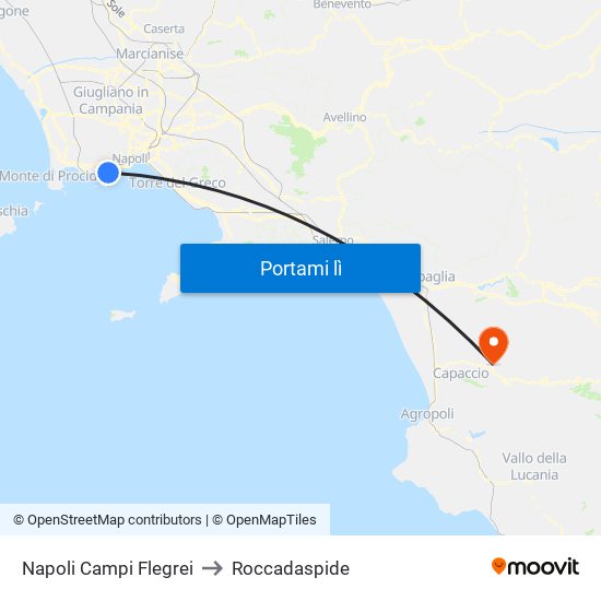 Napoli Campi Flegrei to Roccadaspide map