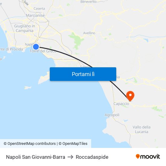 Napoli San Giovanni-Barra to Roccadaspide map
