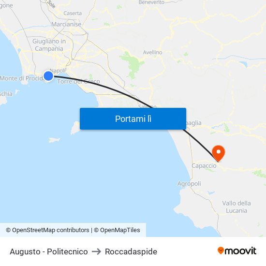 Augusto - Politecnico to Roccadaspide map